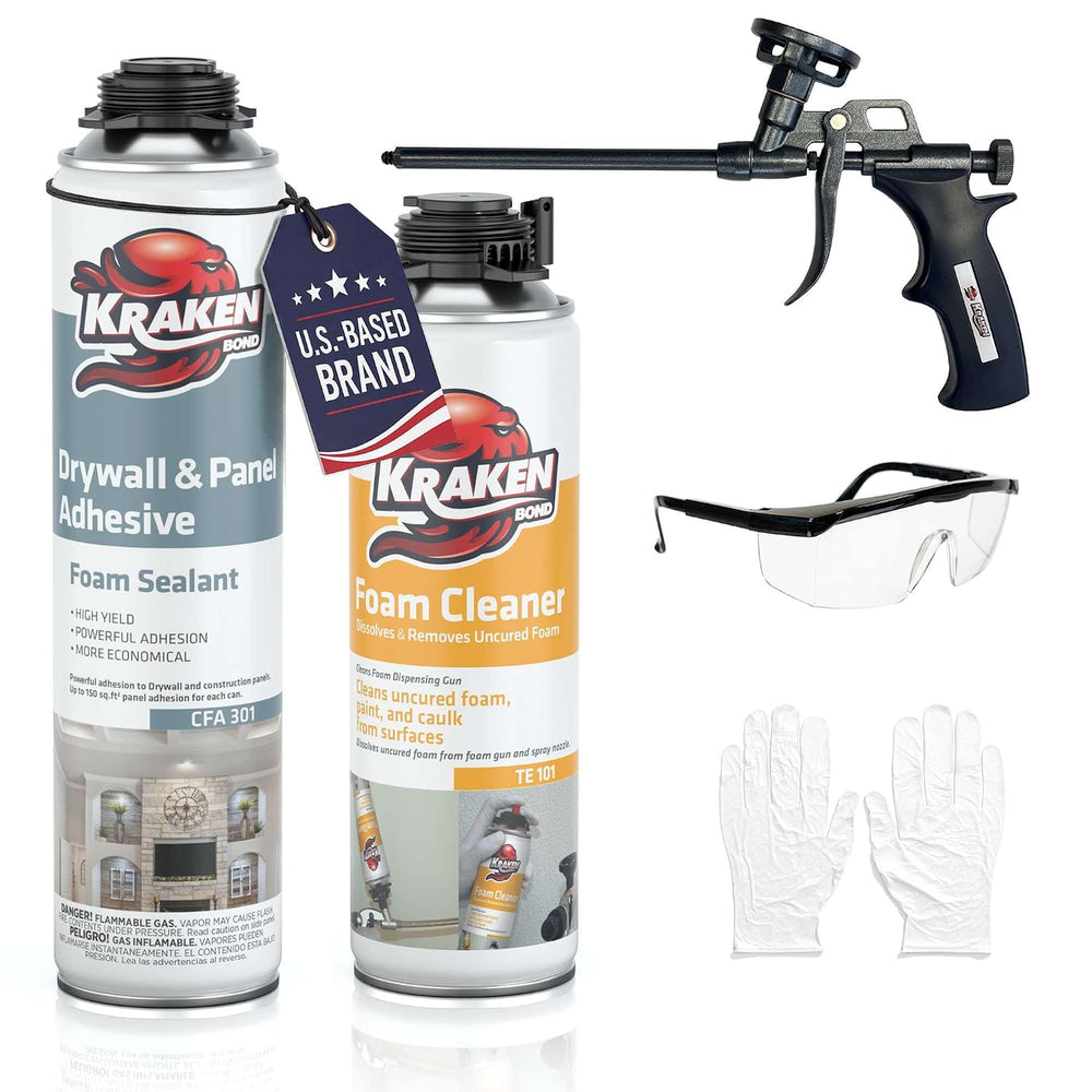 KRAKEN BOND Drywall & Panel Adhesive Foam - (1x24oz) Heavy-Duty, Fast-Cur...