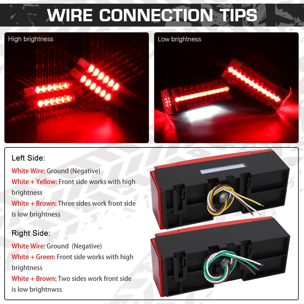 LED Submersible Rectangular Trailer Tail Light Kit, Super Bright Brake Stop T...