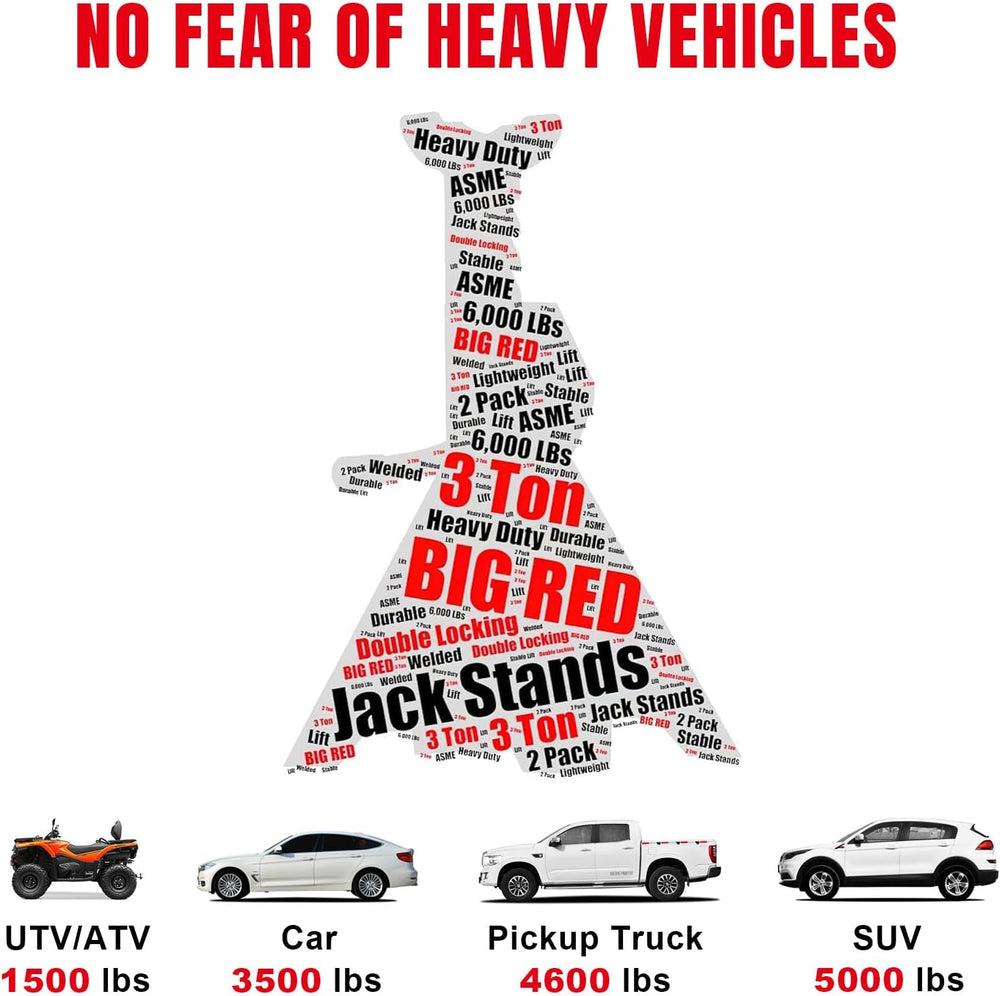 Big RED AT43202UR Torin Steel Heavy Duty Tall High-Lifting Jack Stands for Al...