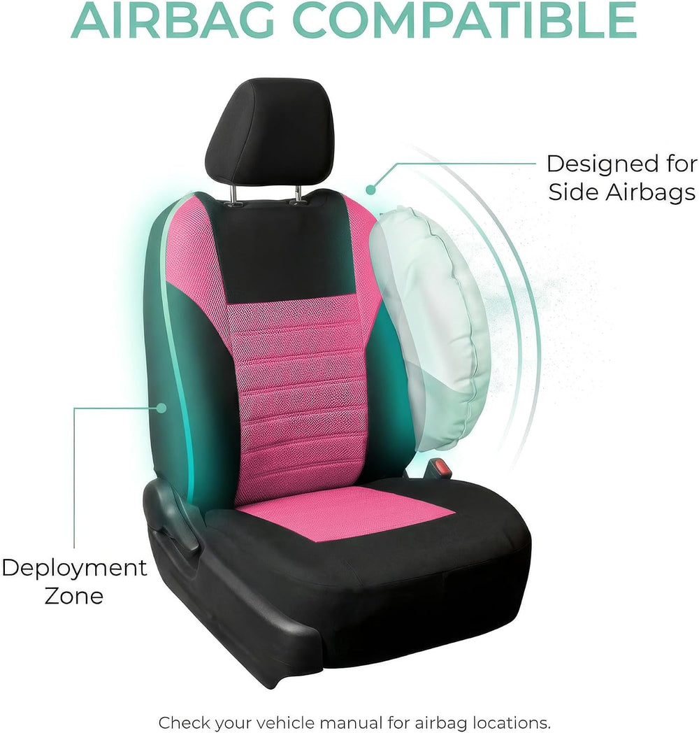 FH Group Automotive Car Seat Covers Full Set Premium 3D Air Mesh Front Seat C...