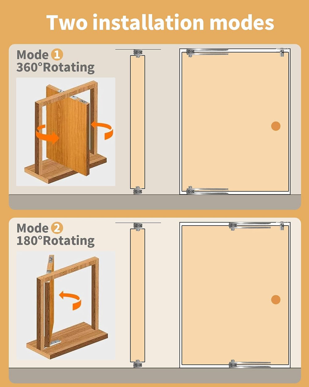 Heavy Duty Pivot Hinge for Wood Door with 360 Degree Rotation,Ideal for Hidde...