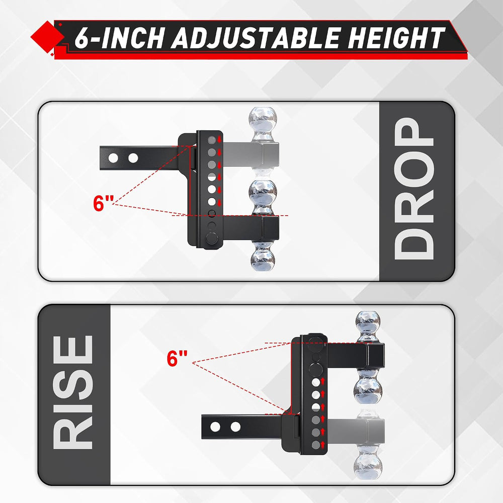 TYT Adjustable Truck Trailer Hitch for 2 inch Receiver, 6" Drop/Rise Tow...