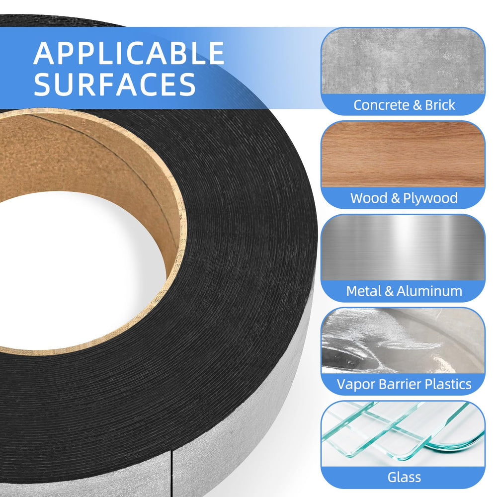 Double Sided Butyl Sealant Tape, 2" x 82' - 28 Mil Thick Black Vapor...