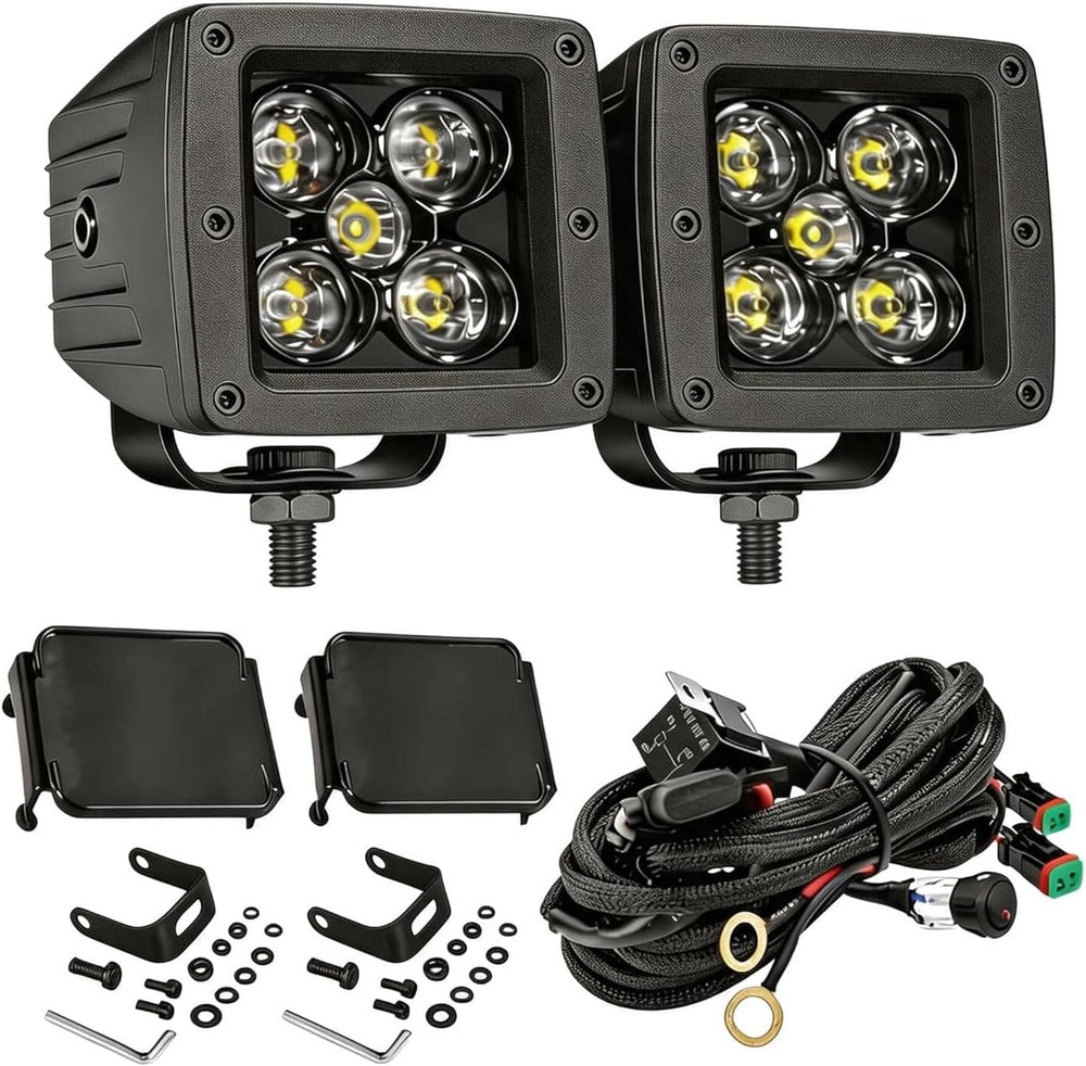 3 Inch LED Pod Lights, 100W Spot Beam Off Road Lights Ditch Lights, 2 Pack