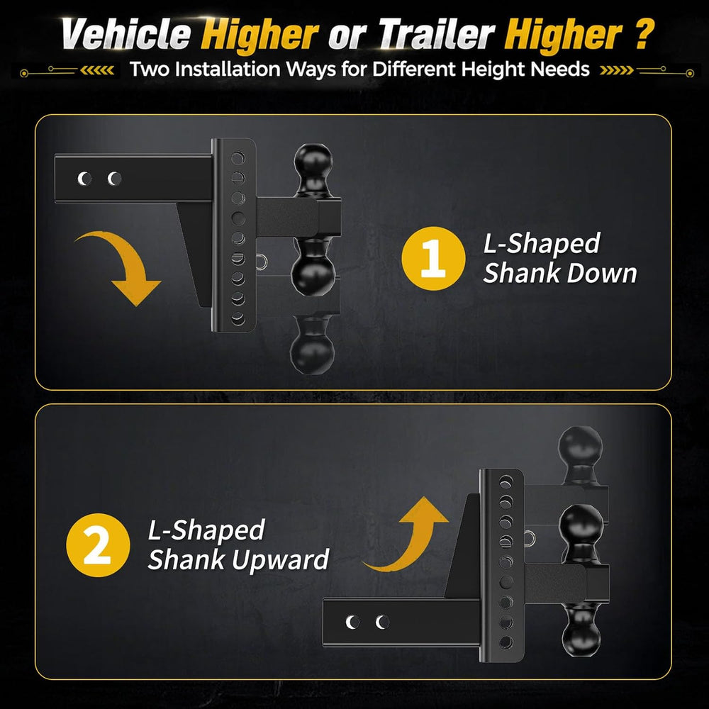 Adjustable Trailer Hitch for 2.5" Receiver,Heavy Duty 6" Drop Tow H...