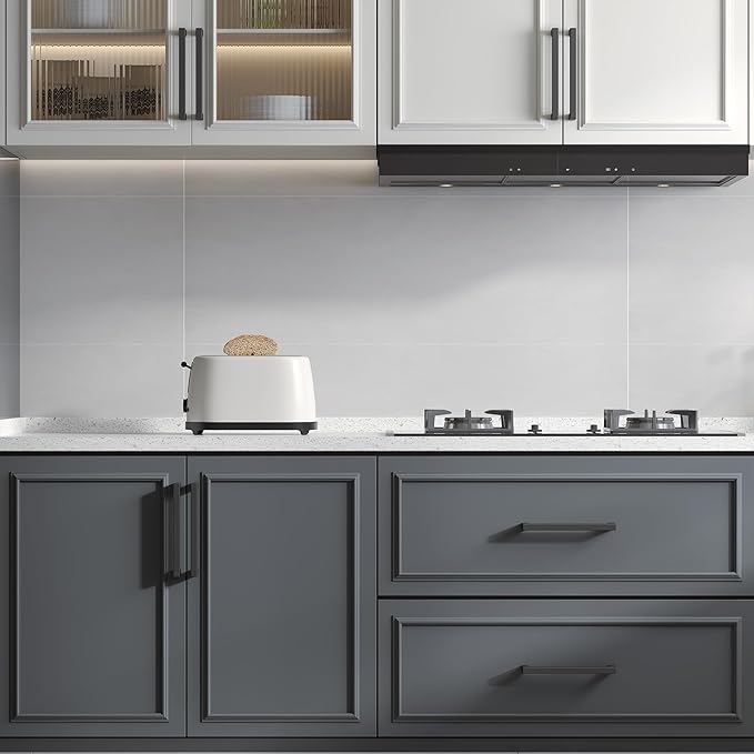 Matte Black Kitchen Pulls Bathroom Cabinet Drawer Closet Flat Square Bar Pull...
