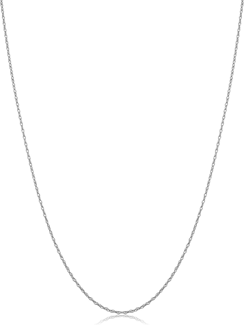 Womens Classic Rope Chain - 10k White Gold Lightweight Thin Rope Necklace