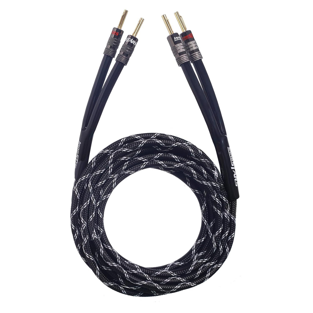 12AWG Gauge Premium Heavy Duty Braided Audio Speaker Cable Wire with 24K Gold...
