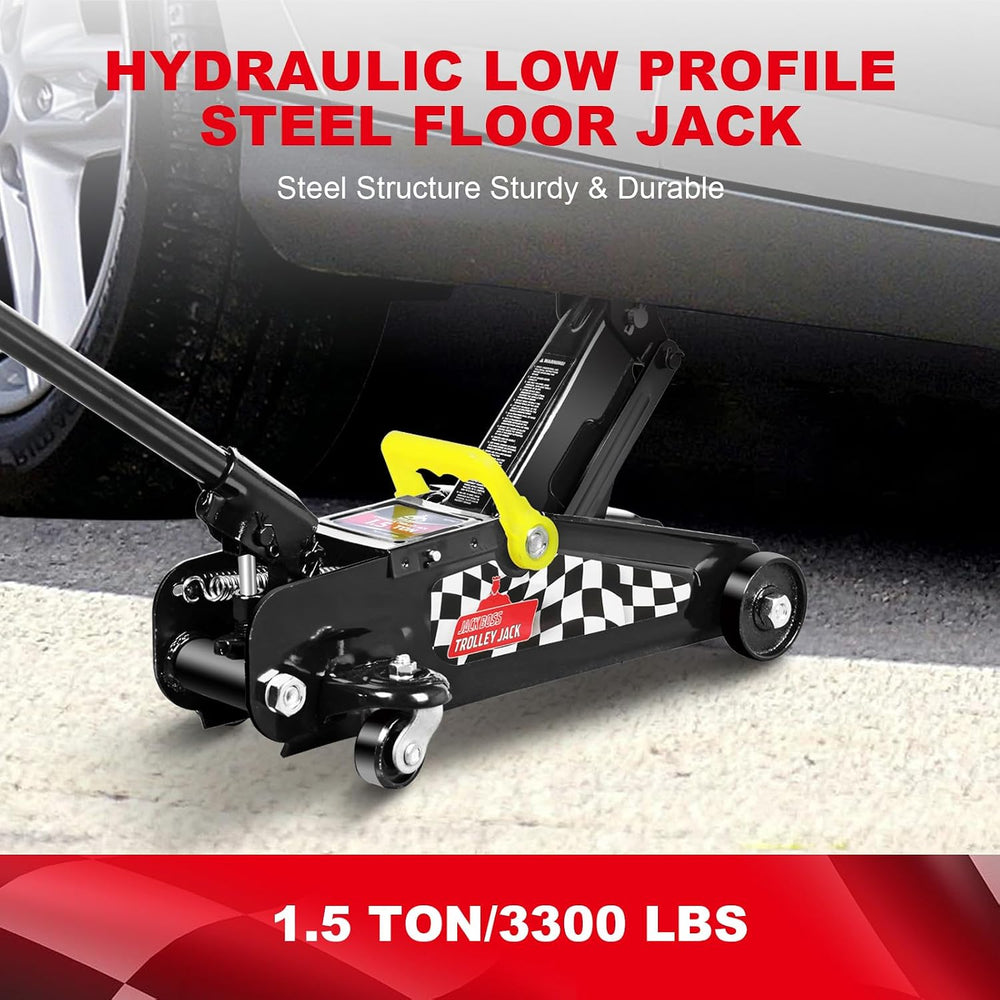 Jack Boss Floor Jack 1.5 Ton (3,000 LBs) Hydraulic Car Jack, Lifting Range fr...