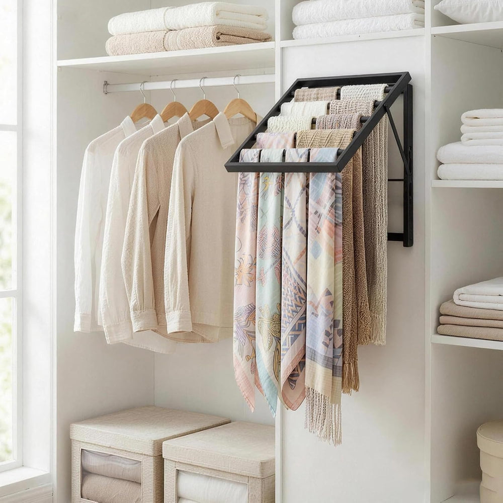 Wall Mounted Tie Rack Organizer, Metal Tie Rack Holds Up to 58 Ties, Adjustab...