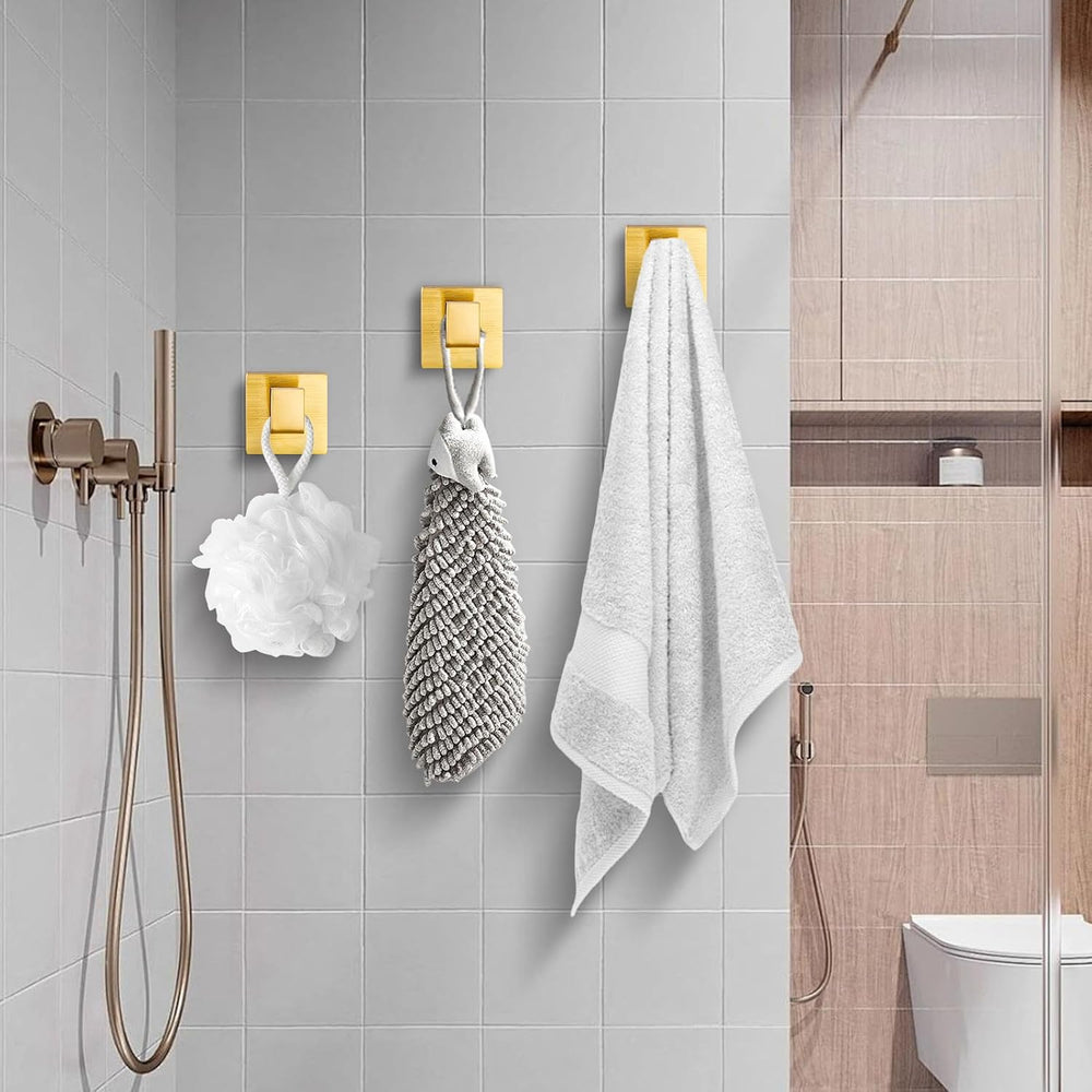 Brushed Gold Towel Hooks for Bathrooms, Heavy Duty Wall Mounted Stainless Ste...