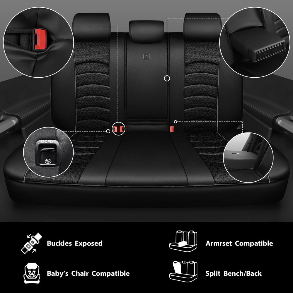 CAR PASS Comfortable 3D Foam Mesh Leather Car Seat Covers Full Sets, Air Cool...