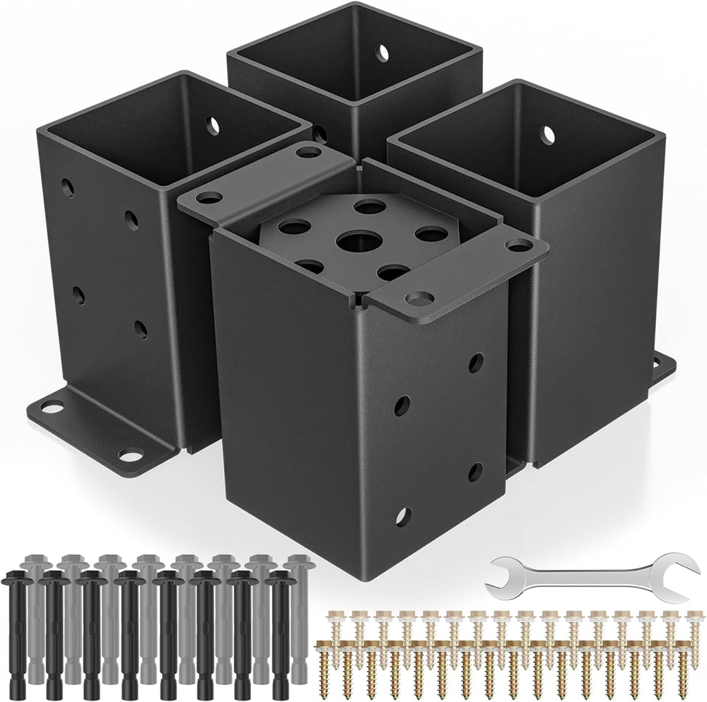 4 PCS Metal 4x4 Post Base, Inner Size 3.5"x3.5" Post Bracket