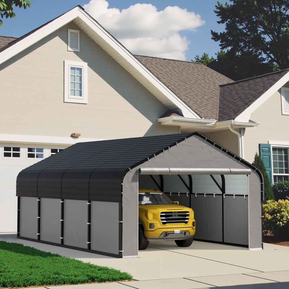 12x20 Heavy Duty Metal Carport, All-Weather Enclosed Car Garage