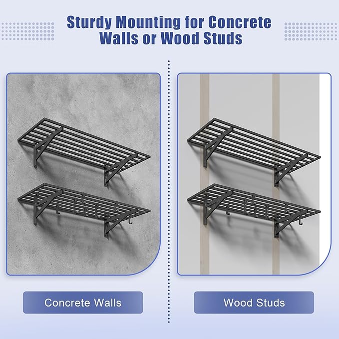 4-Pack 1.5x4ft Garage Shelving Wall Mounted, 1.5 x 4' Heavy Duty Garage S...