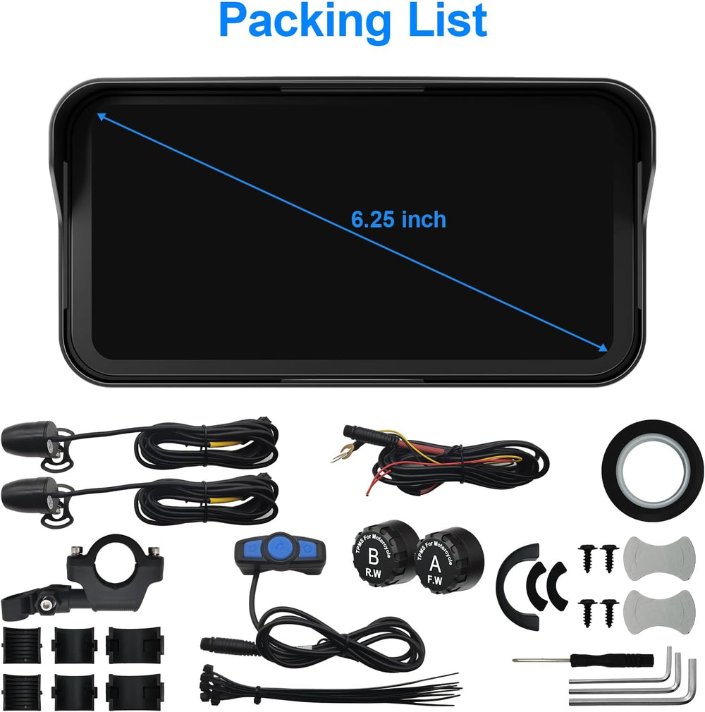 6.25" Motorcycle Carplay with HD Waterproof Touchscreen, Android Auto, T...