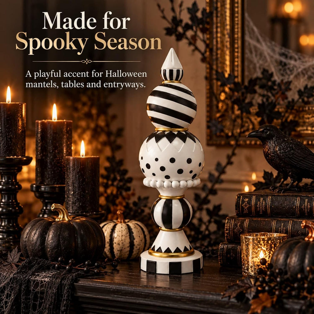 Black and White Checkered Halloween Table Centerpiece Home Decor