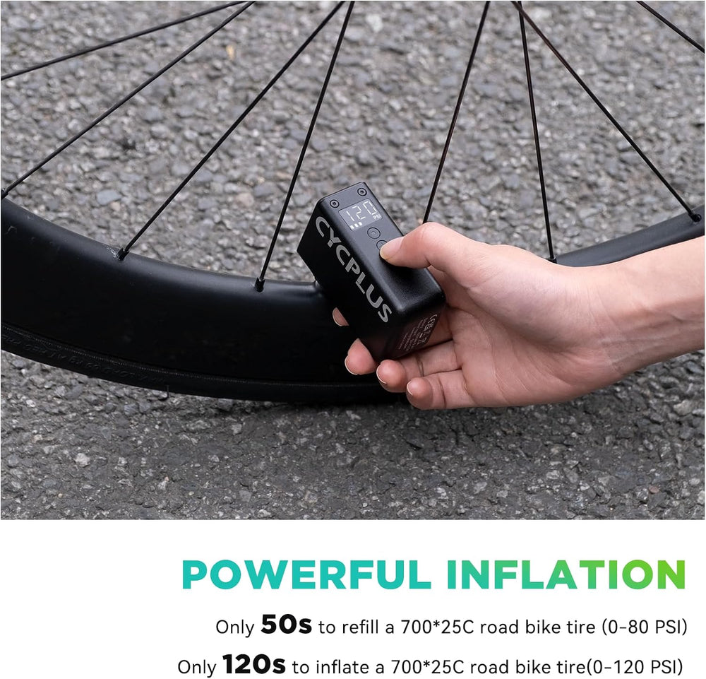 CYCPLUS Tiny Electric Bike Pump AS2Pro, 120g, Aluminum Alloy Shell, Black