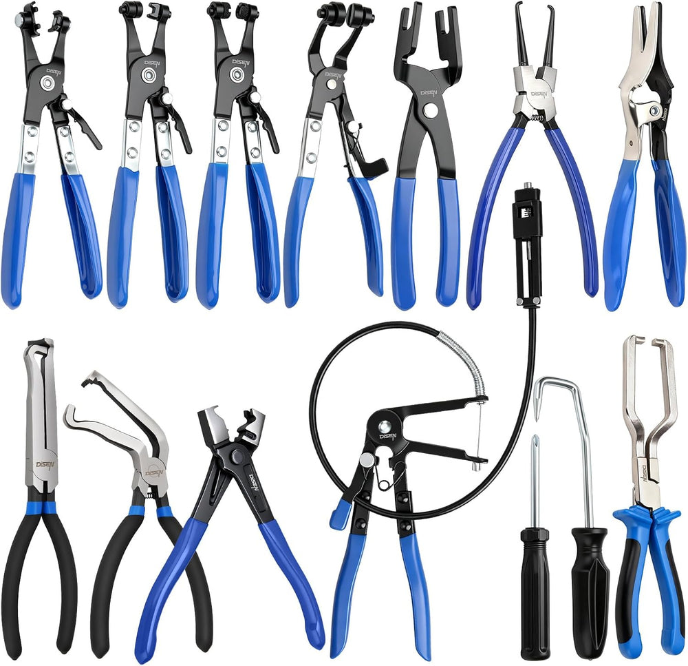 DISEN 14 PCS Hose Clamp Pliers & Fuel Line Electrical Disconnect Tool Set