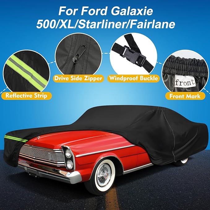 QUNSUNUS Waterproof Car Cover for Ford Galaxie 500/XL/Starliner/Fairlane