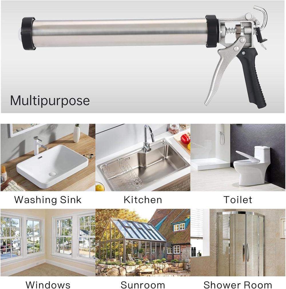 Sausage Caulk Gun,20 oz Sausage Foil Pack/10 oz Cartridge Adhesive Dual-Purpo...