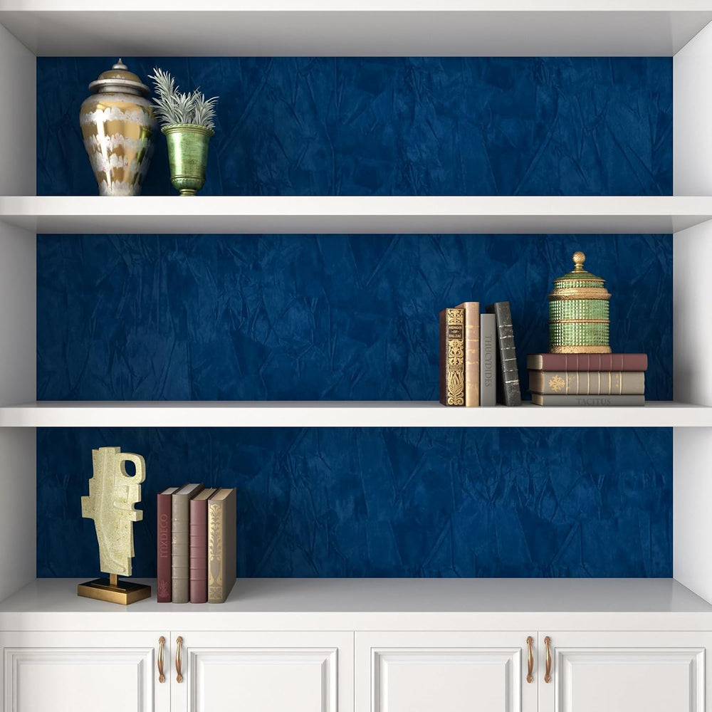 Decotalk 2ft X 10ft Blue Velvet Wallpaper Felt Sheet Fabric Wallpaper Self Ad...