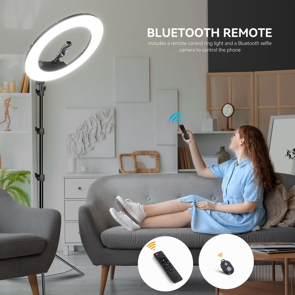 18 Inch Ring Light Kit, 55W6700k Dimmable LED Light, Tripod Stand, Remote Con...