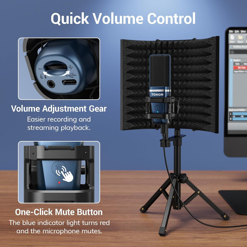 TONOR Studio Recording Microphone with Isolation Shield Set for Podcast