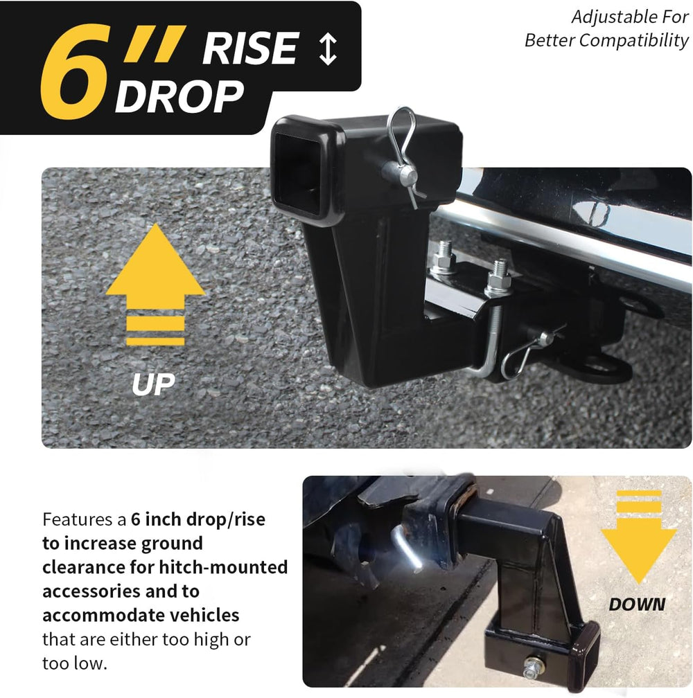 MaxxHaul 50650 Trailer Hitch Riser for 2 inch Receivers with 6 inch Rise/Drop