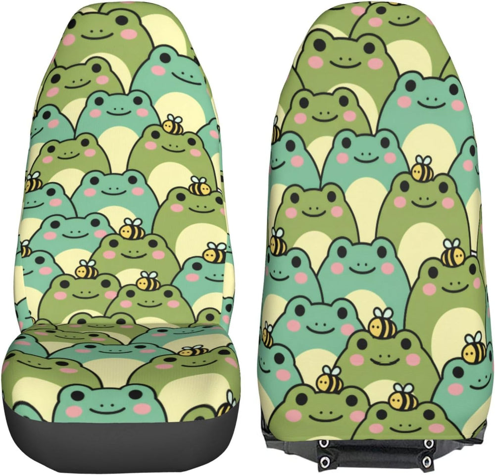 Delerain Car Seat Covers Set 2Pcs, Cute Chubby Frog Universal Front Car Seats...