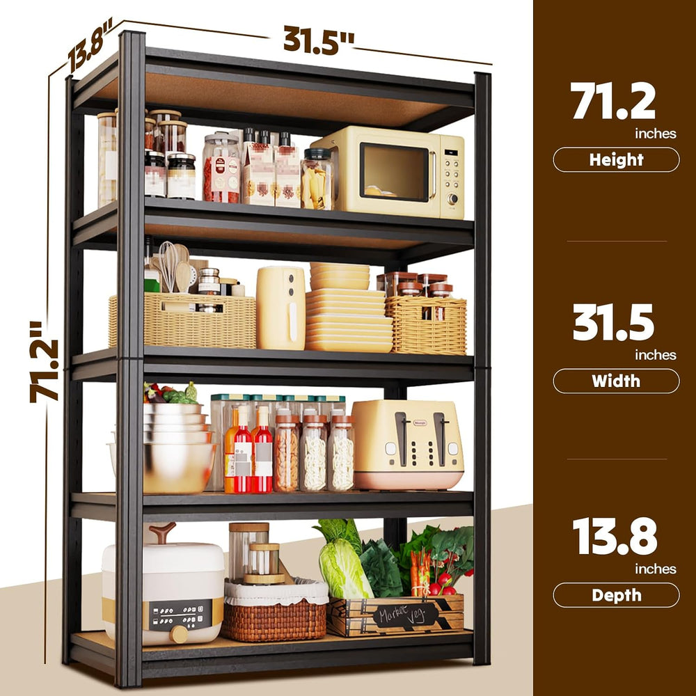 Storage Shelves 5 Tier Garage Shelving Adjustable Shelf 71"Hx31.5"W...