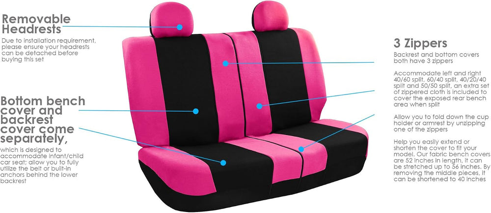 FH Group Stylish Full Set Car Set Covers Front Set and Rear Split Function, A...