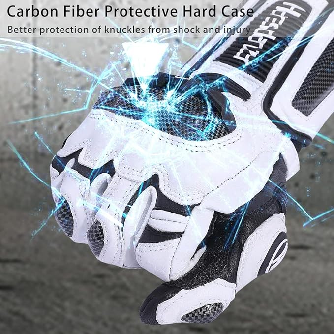 Harssidanzar Leather Motorcycle Gloves