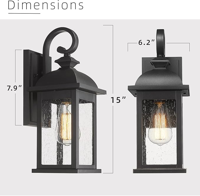 FEMILA Exterior Wall Sconce, 2 Packs Outdoor Waterproof Wall Lights Fixture
