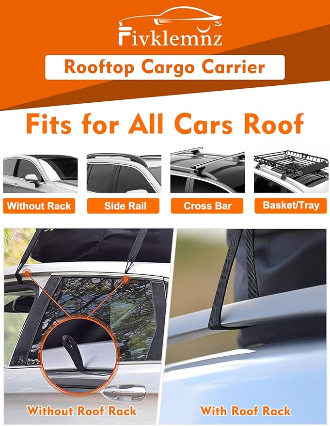 FIVKLEMNZ Car Rooftop Cargo Carrier Roof Bag Waterproof