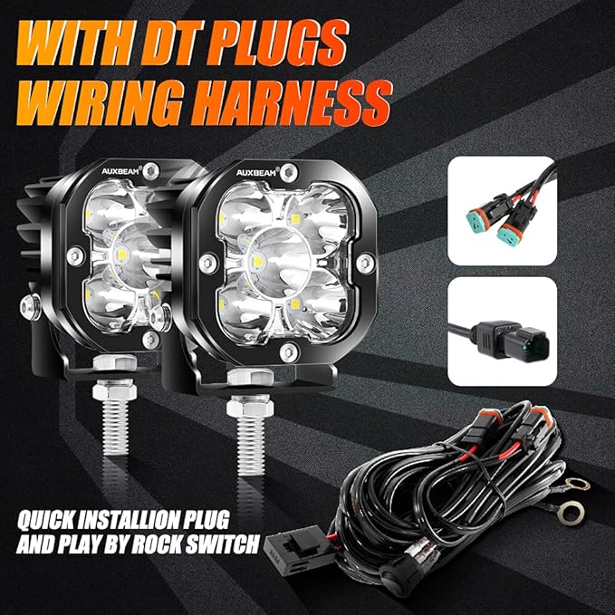 Auxbeam XP-Ultra Series 3 Inch LED Pods 80W 9600LM Offroad Driving Lights White