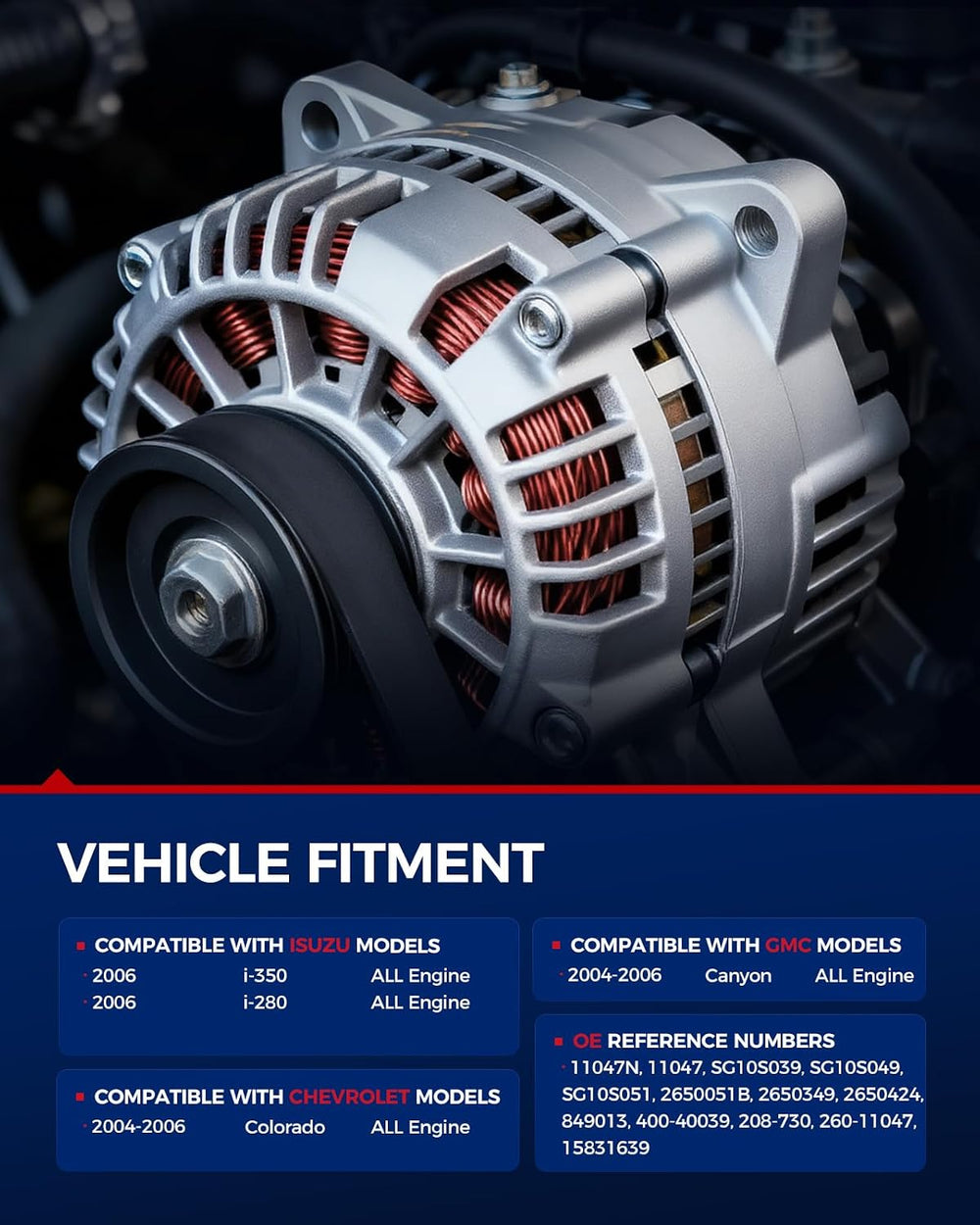 KAX New Alternator 11047N Fit for 2004-2006 Chevrolet Colorado