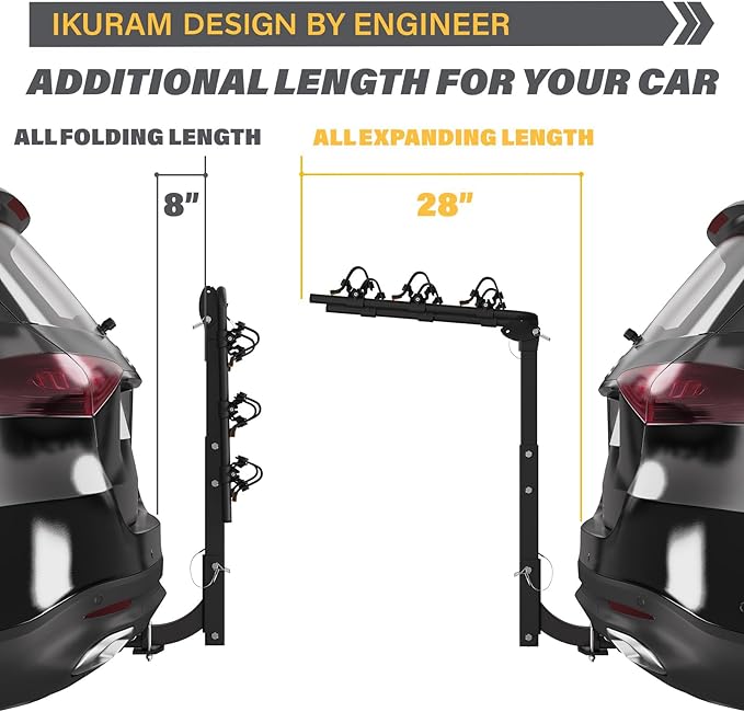 3 Bike Rack Bicycle Carrier Racks Hitch Mount Double Foldable Rack