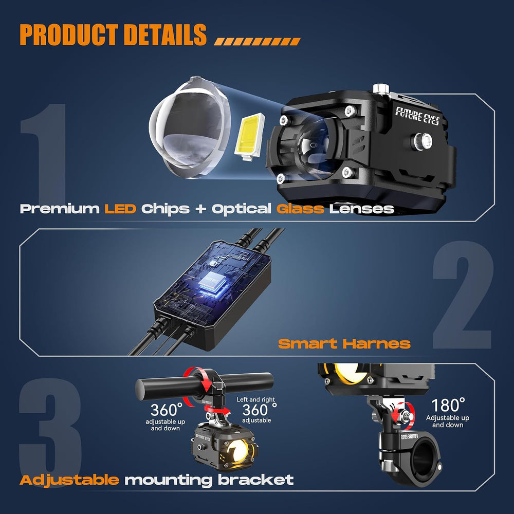 Future Eyes F150 LED Motorcycle Fog Lights Auxiliary Lights Driving Lights