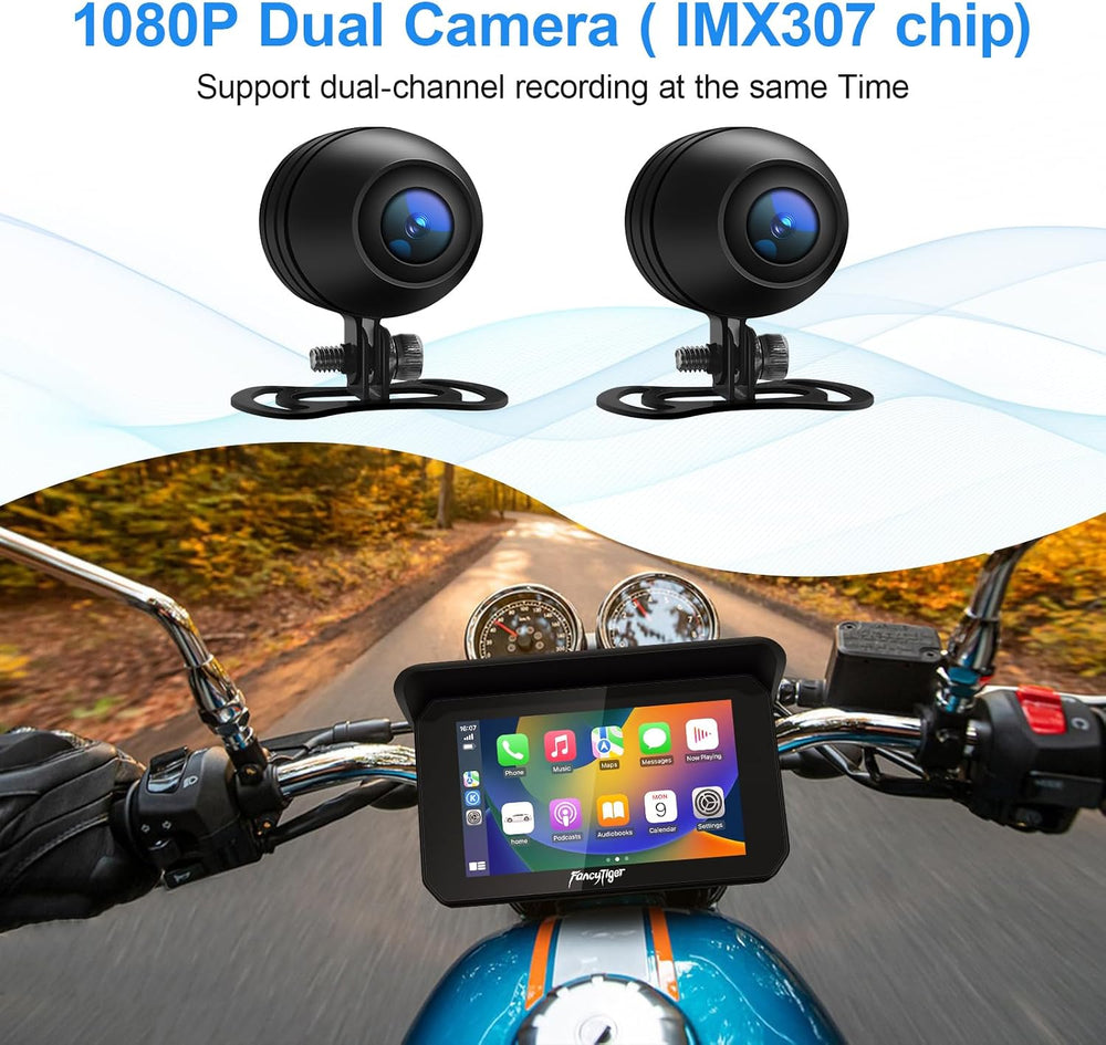 2026 FancyTiger Portable 5" Wireless Motorcycle Carplay (Inculed 128G SD...