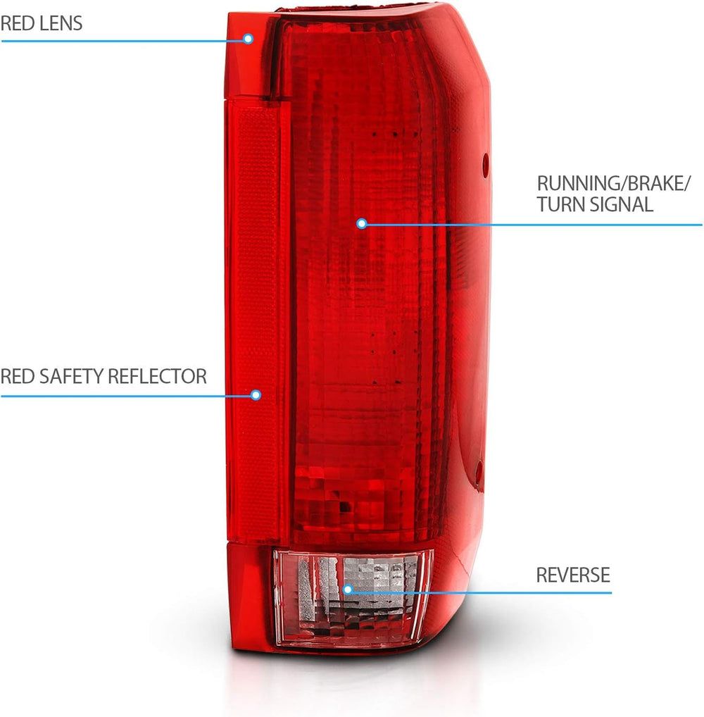 AmeriLite Red Replacement Tail Light Assembly Set for Ford Bronco / F150 F250...