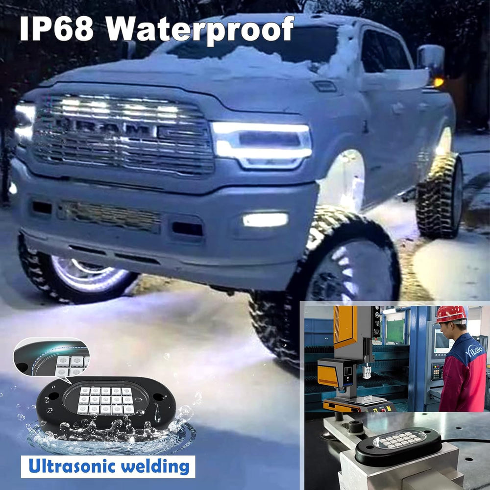 YiLaie RGB LED Rock Lights, 4 Pods Underglow Kit with APP & Remote Control