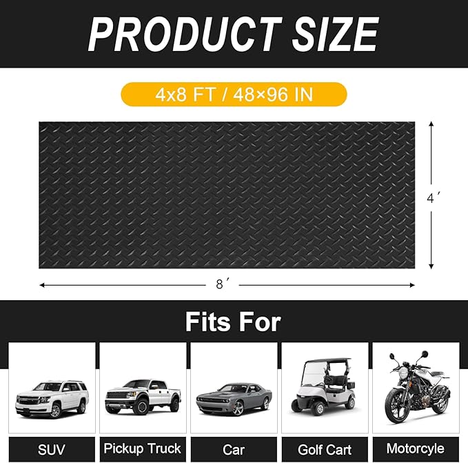4x8FT Garage Floor Mat, 2.8mm Thickened Flooring Roll
