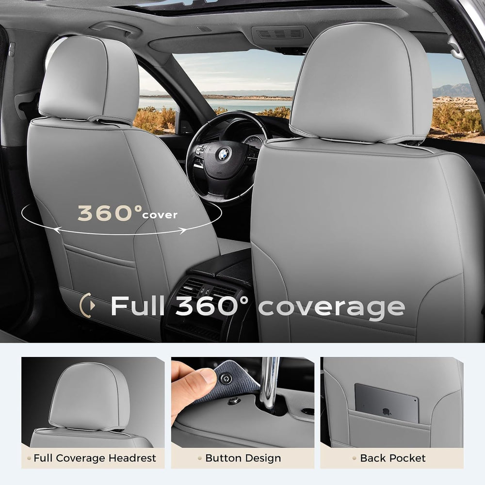 Coverado Car Seat Covers Full Sets, 5 Piece Car Seat Protector Waterproof Lea...