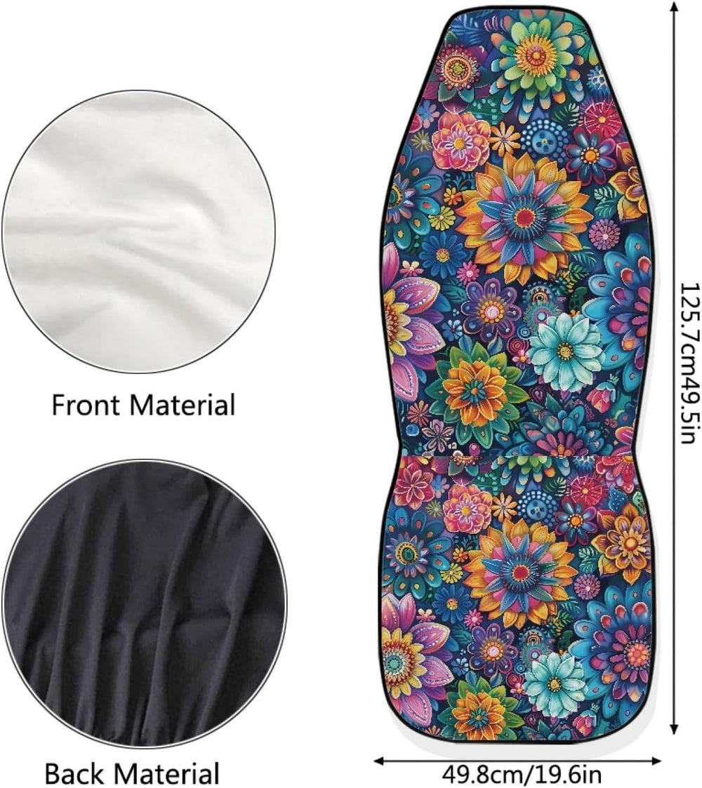 Car Seat Covers Universal Fit Most Vehicles Boho Floral Blossoms 2 Packs Auto...