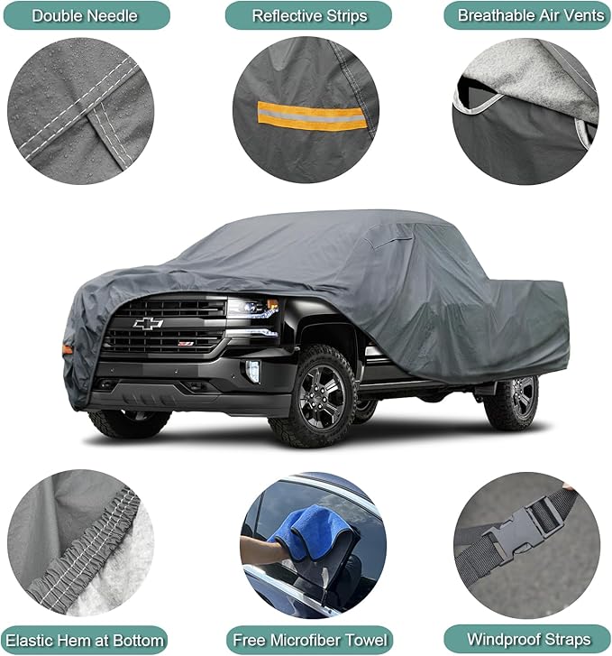 16 Layers Large Truck Cover Waterproof All Weater, Heavy Duty Pickup Truck Cover