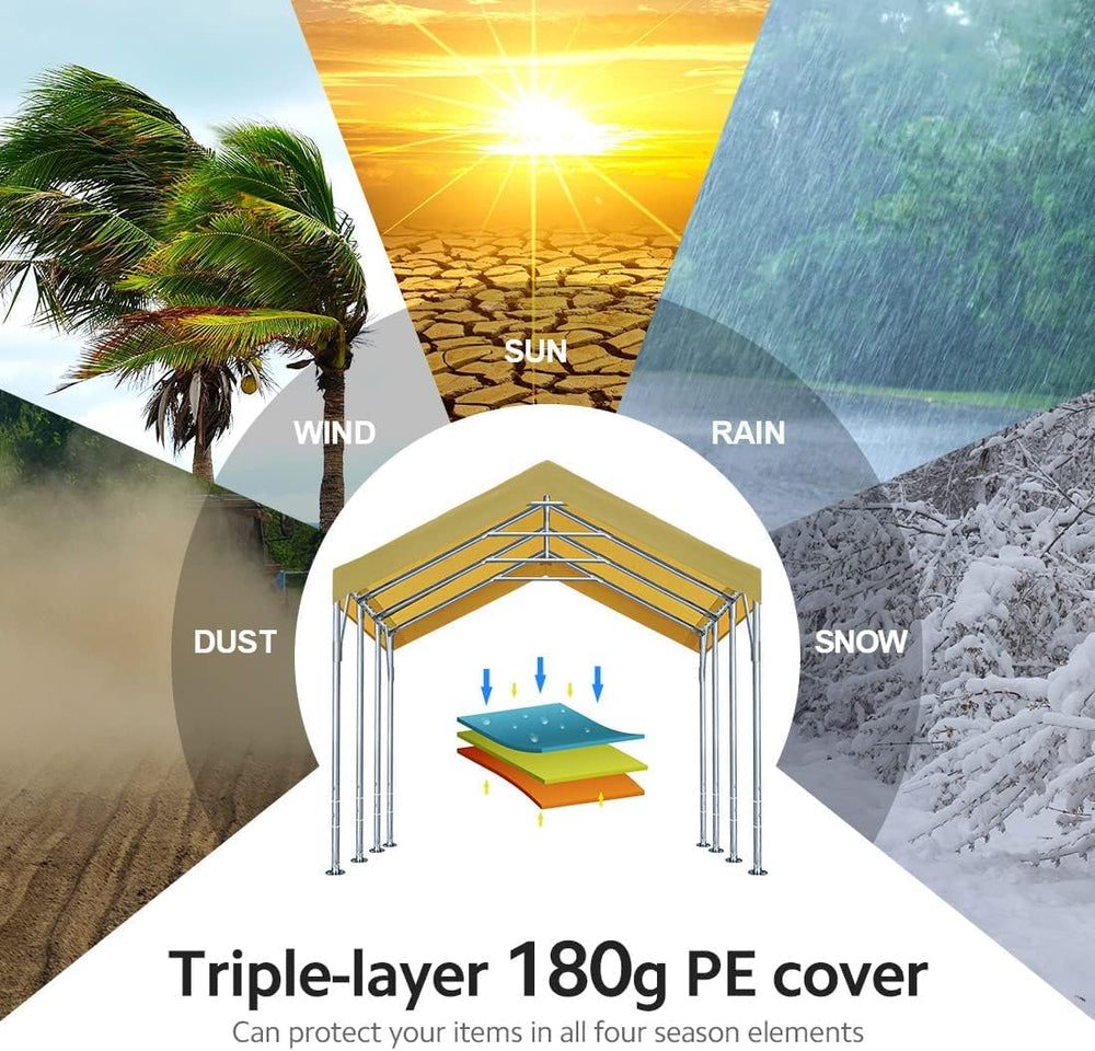 ADVANCE OUTDOOR 12x20 ft Heavy Duty Carport Potable Car Canopy Garage Party T...