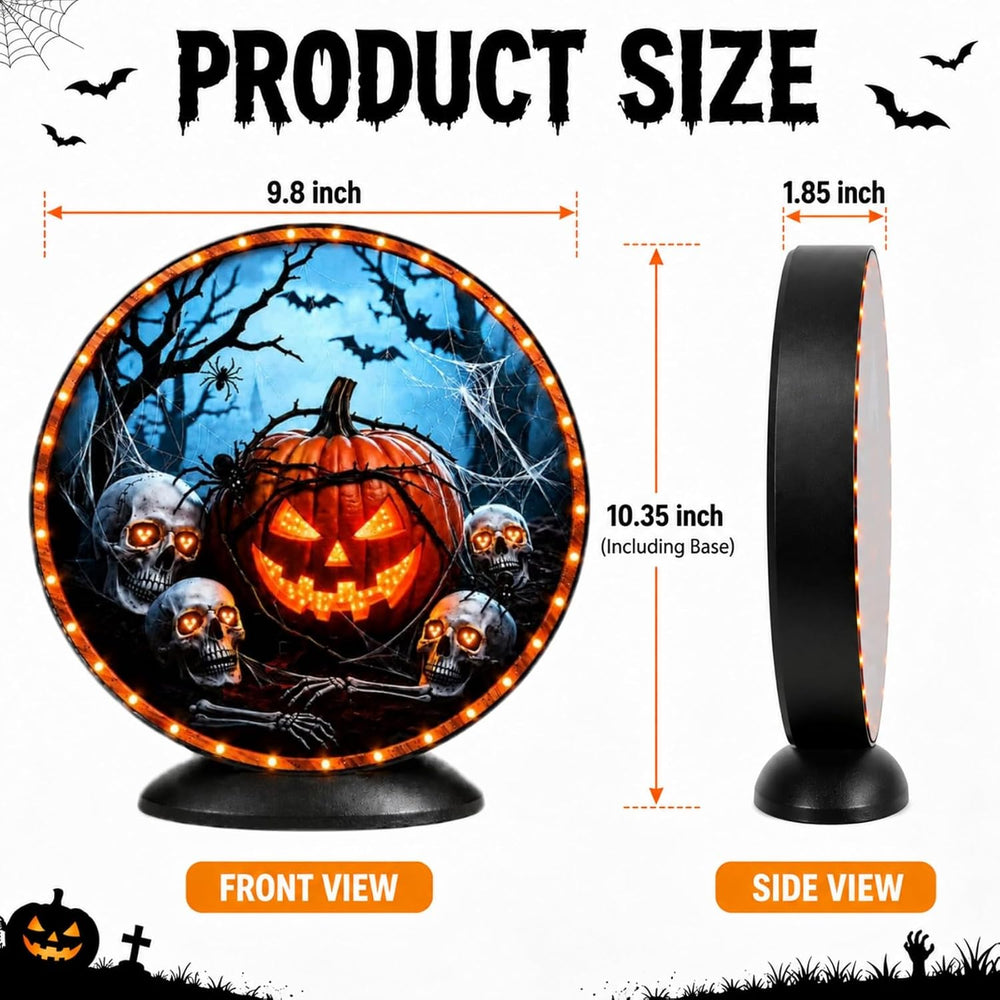 Lighted Halloween Decorations Battery Operated, Halloween Pumpkin Skull Decor...