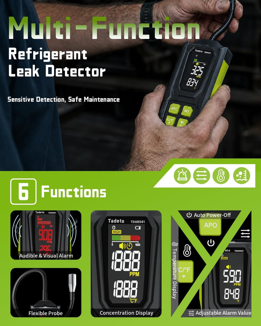 Rechargeable Refrigerant Leak Detector, HVAC AC Freon Leak Detector