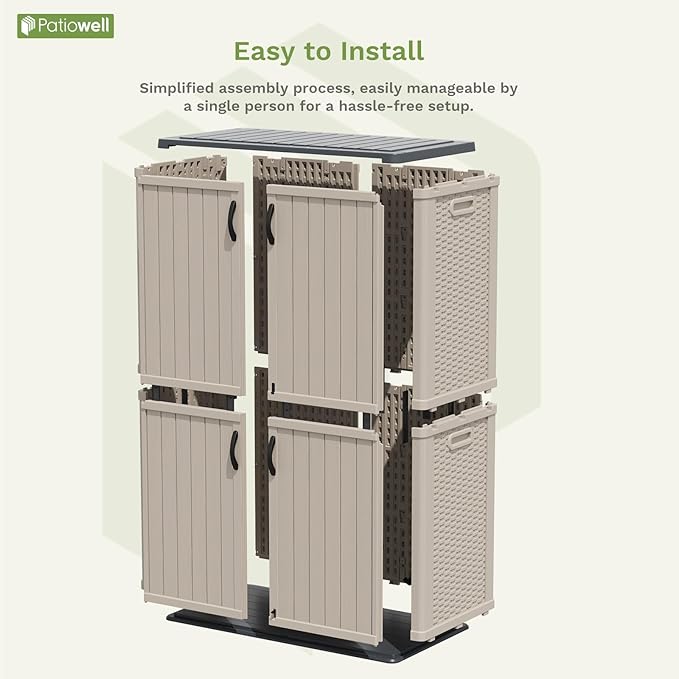Patiowell 50 cu.ft Plastic Outdoor Storage Shed, Lockable Waterproof Resin
